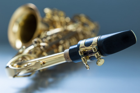 Saxophone on the gray backgroundの写真素材