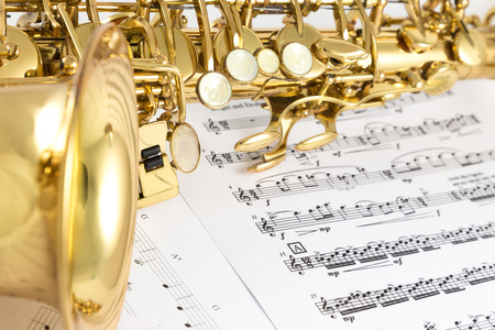 Saxophone on the white backgroundの写真素材