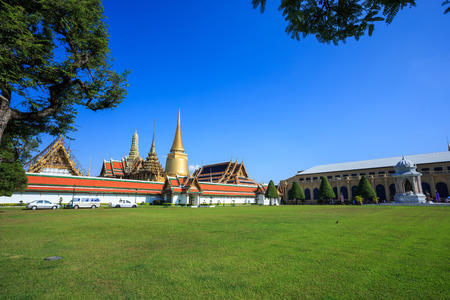 Bangkok, Thailand - February 22, 2015: Wat Phra Kaeo or Grand Palace, landmark of Thailand, many tourists from around the world come to visit and enjoy traditional Thai culture and architecture.のeditorial素材