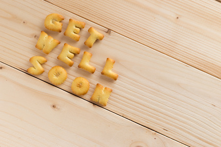 Cracker Massage on wooden table の写真素材