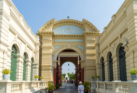 Bangkok, Thailand - April 2, 2016: Wat Phra Kaeo or Grand Palace, landmark of Thailand, many tourists from around the world come to visit and enjoy traditional Thai culture and architecture.のeditorial素材