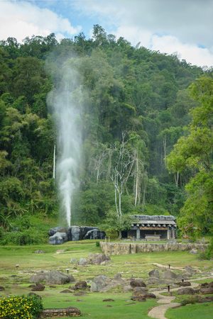 Fang hot spring is one of the most famous hot spring in Thailand which located in Doi Pha Hom Pok National Park. It's temperature between 90 and 100 Celsius. The thermal power plant located here and it also provide mineral sauna to tourists.のeditorial素材