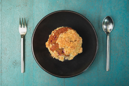 Testy blueberry muffins, close up shotの写真素材