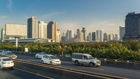 Bangkok, Thailand - January 20, 2017: Skyscraper and Cityscape in Bangkok view from the expressway;...