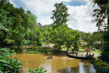 Chiang Rai, Thailand - June 24, 2017: Mae Fah Luang flower garden is the famous destination in Chiang Rai. It located on the high hill which close to Myanmar border.のeditorial素材
