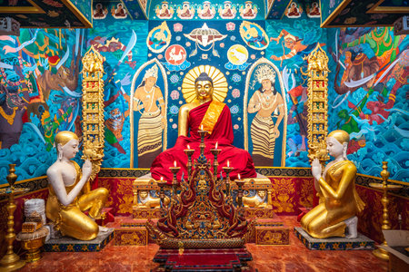 Chiang Rai, Thailand - May 6, 2022: Wat Ming Muang was built by Tai Yai citizen since the establishment of Chiang Rai city almost 800 years ago.の写真素材
