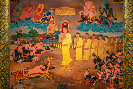 Chiang Rai, Thailand - May 6, 2022: Wat Ming Muang was built by Tai Yai citizen since the establishment of Chiang Rai city almost 800 years ago.の写真素材