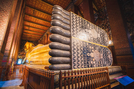 Bangkok, Thailand - April 5, 2022: Wat Pho or Temple of the Reclining Buddha, The temple is first on the list of six temples in Thailand classed as the highest grade of the first-class royal temples.の写真素材