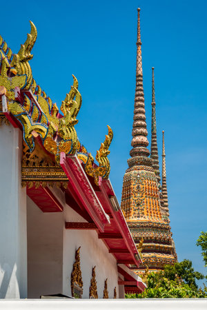 Bangkok, Thailand - April 5, 2022: Wat Pho or Temple of the Reclining Buddha, The temple is first on the list of six temples in Thailand classed as the highest grade of the first-class royal temples.の写真素材
