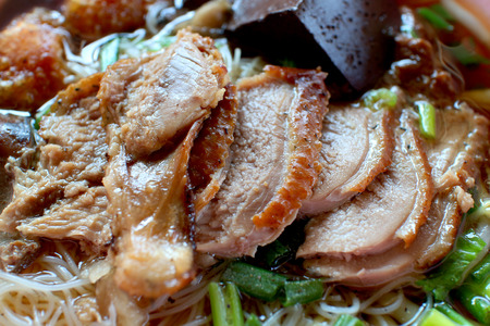 Noodle with stewed duck and vegetables.の写真素材