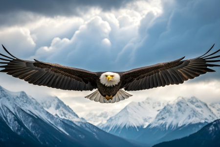 Bald Eagle Soaring Over Mountainsの素材