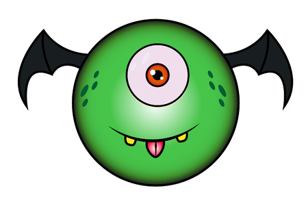 Cartoon Funny Green Monster.のイラスト素材