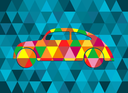 abstract geometric vector background with car color, triangle patternのイラスト素材