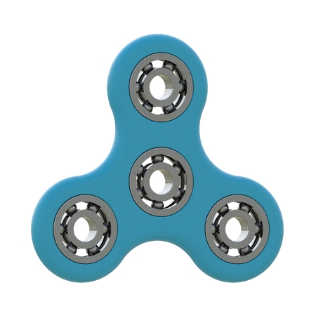 Blue fidget spinner - 3D illustration render modern.の写真素材