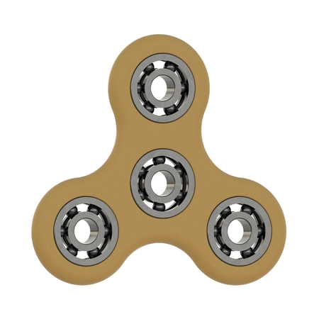 Yellow fidget spinner - 3D illustration render modern.の写真素材