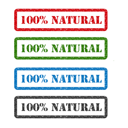 Different color set of 100 % natural rubber stamp isolated on white background.のイラスト素材