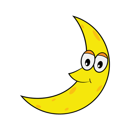 A cute smiling happy moon flat cartoon icon vectorのイラスト素材