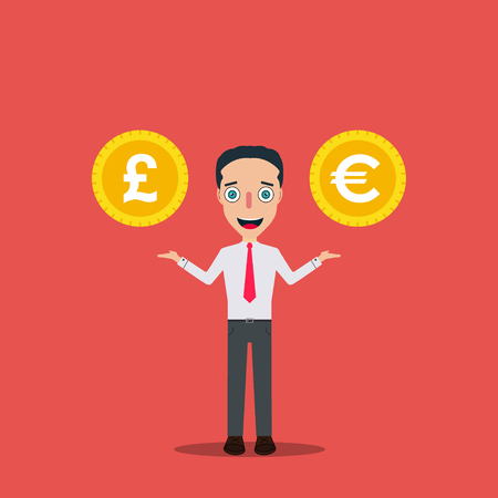 Businessman Cartoon Character Icon Isolated Design Template Vector Illustration money change .のイラスト素材