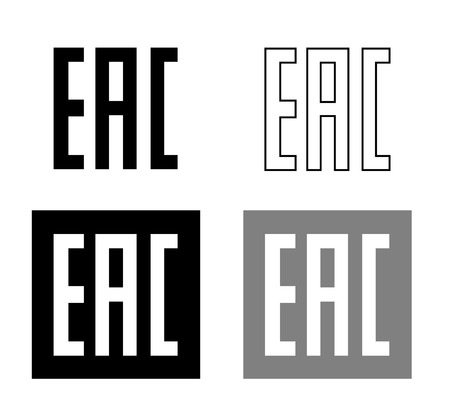 EAC EurAsian Conformity mark   isolated mark symbol on black background set .のイラスト素材