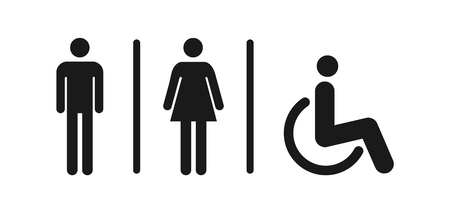 Male and female toilet icon vector, filled flat sign, solid pictogram isolated. WC symbol, icon illustration .のイラスト素材