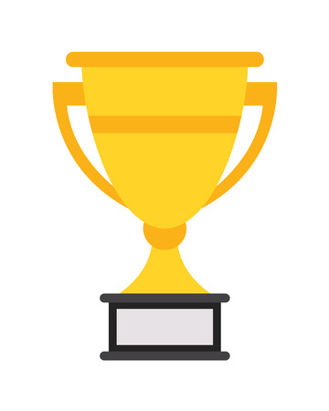 Trophy cup icon with handles and blank nameplate isolated on white background flat design.のイラスト素材