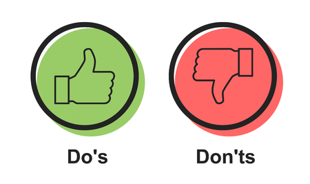 Speech icon vector bubble Dos and Don'ts or like/unlike symbols, flat simple logotype graphic design .のイラスト素材