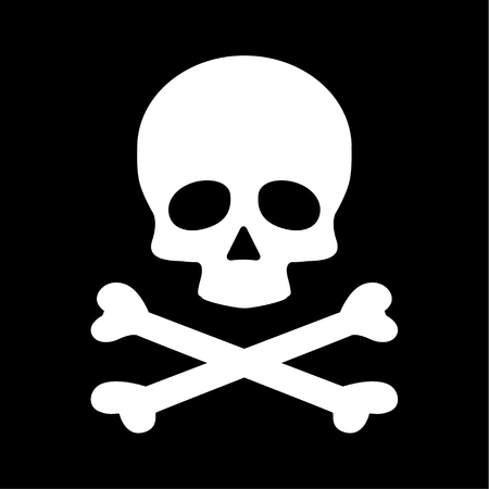 Modern flat skull crossbones icon isolated on black background .のイラスト素材