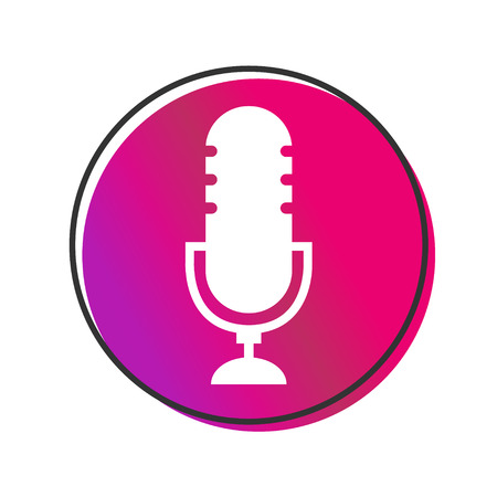 Podcast radio icon vecor on white background. Studio table microphone .のイラスト素材