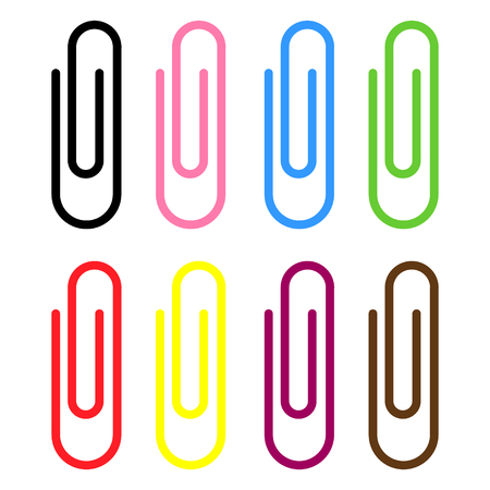 Paper clip, black color isolated on white background. School element vector .のイラスト素材