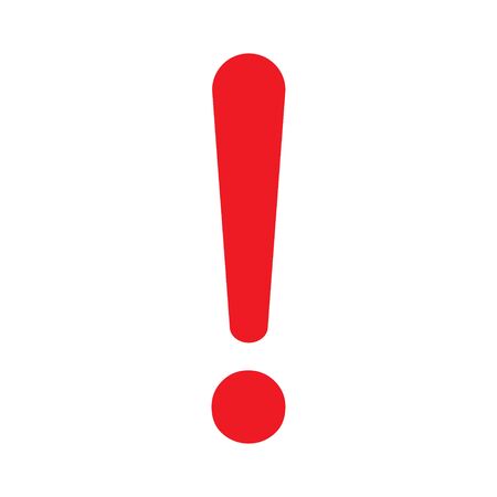 Exclamation mark flat design icon vector. Hazard warning attention sign isolated on white background .のイラスト素材