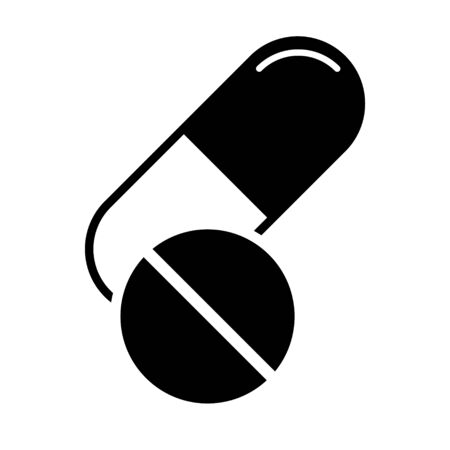 Medicine pill flat capsule icon. Vector sign isolated on white background. Pharmacy illustration .のイラスト素材