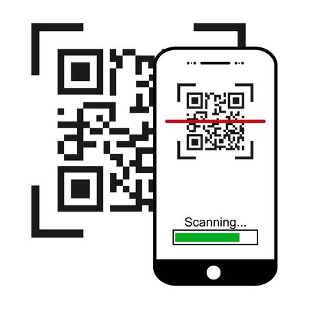 Mobil scan flat icon isolated on white background. QR code reader vector illustration .