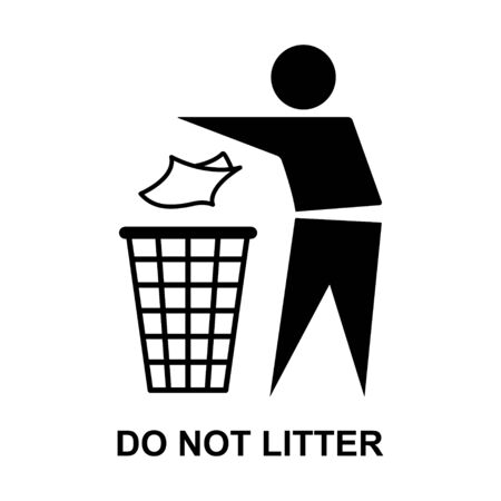 Do not litter flat icon isolated on white background. Keep it clean vector illustration. Tidy symbol .のイラスト素材