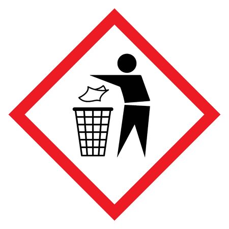 Do not litter flat icon in red rhombus isolated on white background. Keep it clean vector illustration. Tidy symbol .のイラスト素材