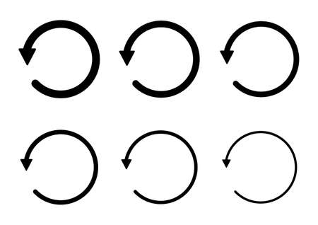 Set of blank circular symbol, arrow icon, refresh graphic vector. Collection of web button.のイラスト素材