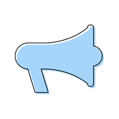 Megaphone blue flat icon isolated on white background. Speaker symbol. Loudspeaker vector illustration.のイラスト素材