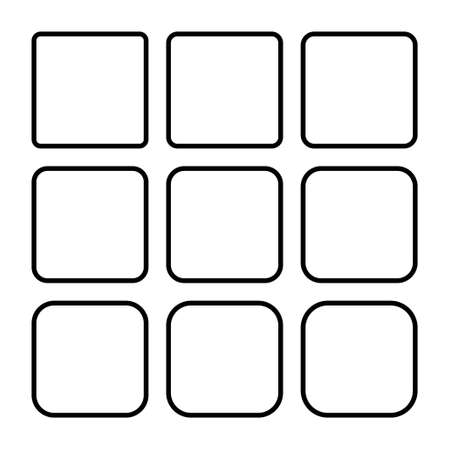 Set of empty frame, collection of outline border design isolated on white background. Black line illustration.のイラスト素材