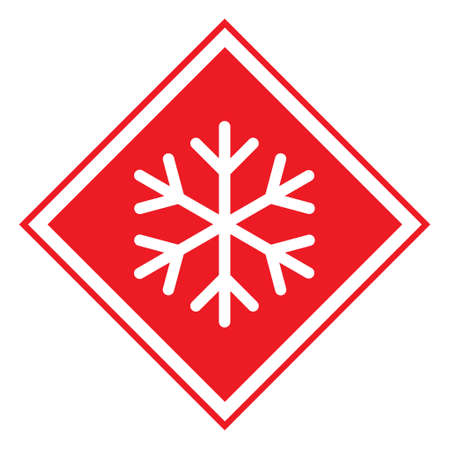 Snow winter icon, danger ice flake sign, risk alert vector illustration, careful caution symbol.のイラスト素材
