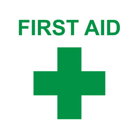 First aid sign, health cross medical symbol, medicine emergency illustration icon, safety design.のイラスト素材