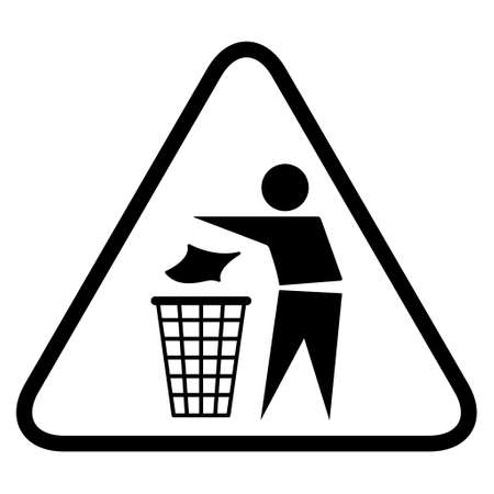 Do not litter flat icon in black triangle isolated on white background. Keep it clean vector illustration. Tidy symbol.のイラスト素材