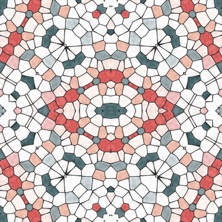 Pattern mosaic kaleidoscopic seamless generated texture, ornament, fragile, fractal, material, abstract render background.の写真素材