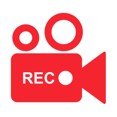 Recording sign button, red app panel, rec, vector symbol isolated on white background.のイラスト素材