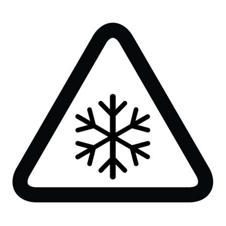 Snow winter icon, danger ice flake sign, risk alert vector illustration, careful caution symbol.のイラスト素材