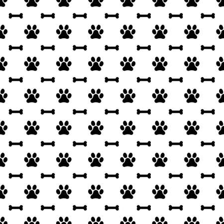 Animal seamless pattern isolated on white background. Dog paw and bone symbol, vector illustration design.のイラスト素材