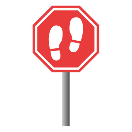 No shoes sign isolated on white background. Warning vector symbol. Graphic illustration.のイラスト素材