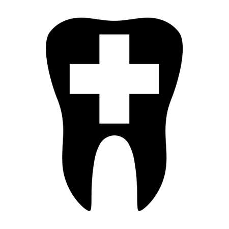 Tooth and hospital cross flat icon isolated on white background. Tooth vector illustration. Dentistry symbol. Dentistry.のイラスト素材