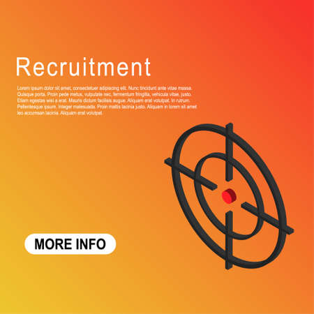 Recruitment template vector icon isometric. Modern target illustration of crosshair symbol for web design. Were hiring.のイラスト素材
