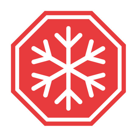 Snow winter icon, danger ice flake sign, risk alert vector illustration, careful caution symbol.のイラスト素材
