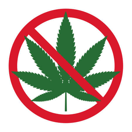 Mariuhana leaf symbol, danger marijuana or hemp icon, cannabis medical sign, weed drug vector illustration.のイラスト素材