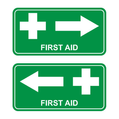 Set of first aid sign, health cross medical symbol, medicine emergency illustration icon, safety design.のイラスト素材